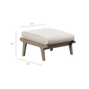 Modway Furniture Saratoga Solid Teak Outdoor Ottoman with Cushion Slatted Frame Patio Footrest Weathered Gray Pebble EEI-7250-WGR-PEB