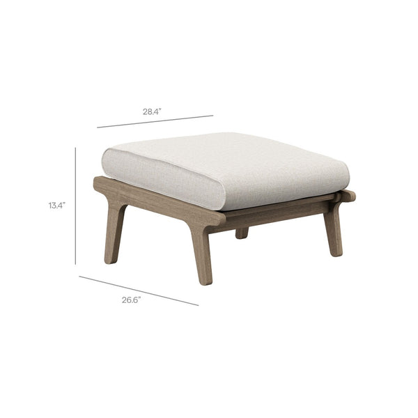 Modway Furniture Saratoga Solid Teak Outdoor Ottoman with Cushion Slatted Frame Patio Footrest Weathered Gray Pebble EEI-7250-WGR-PEB