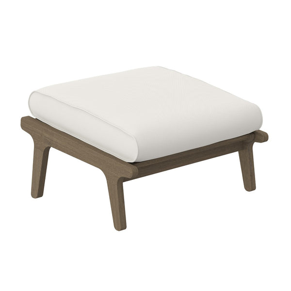 Modway Furniture Saratoga Outdoor Teak Ottoman - Versatile Weather-Resistant Footrest for Patios & Lounges, Gray Finish EEI-7250-WGR-WHI