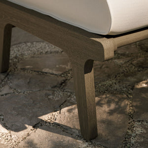 Modway Furniture Saratoga Outdoor Teak Ottoman - Versatile Weather-Resistant Footrest for Patios & Lounges, Gray Finish EEI-7250-WGR-WHI