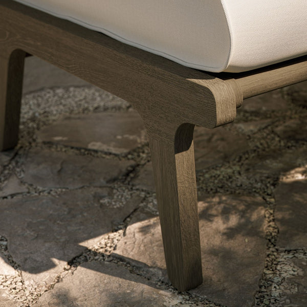 Modway Furniture Saratoga Outdoor Teak Ottoman - Versatile Weather-Resistant Footrest for Patios & Lounges, Gray Finish EEI-7250-WGR-WHI