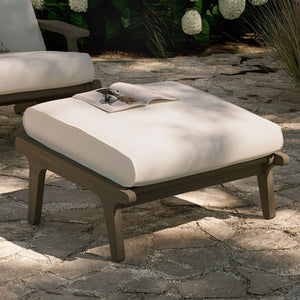Modway Furniture Saratoga Outdoor Teak Ottoman - Versatile Weather-Resistant Footrest for Patios & Lounges, Gray Finish EEI-7250-WGR-WHI