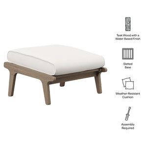 Modway Furniture Saratoga Outdoor Teak Ottoman - Versatile Weather-Resistant Footrest for Patios & Lounges, Gray Finish EEI-7250-WGR-WHI