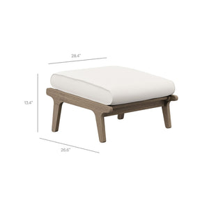 Modway Furniture Saratoga Outdoor Teak Ottoman - Versatile Weather-Resistant Footrest for Patios & Lounges, Gray Finish EEI-7250-WGR-WHI