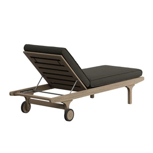 Modway Furniture Saratoga Solid Teak Outdoor Chaise Lounge with Adjustable Backrest and Built-in Wheels Weathered Gray Flint EEI-7251-WGR-FLI