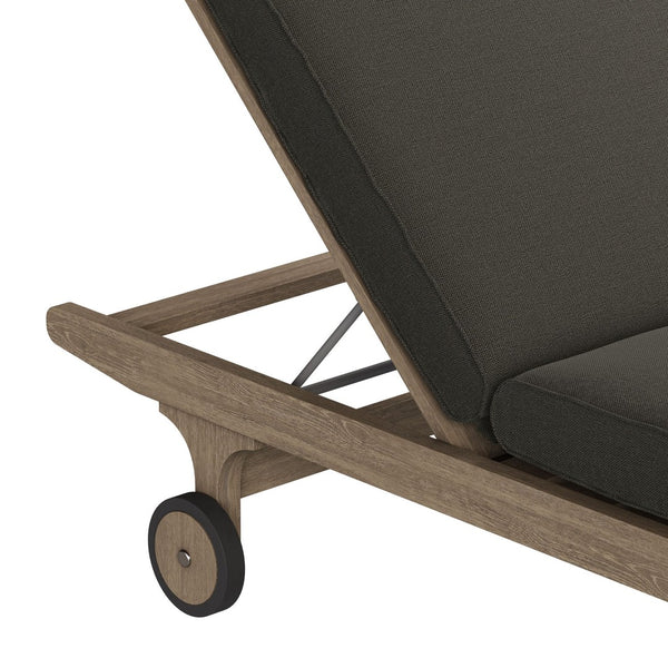 Modway Furniture Saratoga Solid Teak Outdoor Chaise Lounge with Adjustable Backrest and Built-in Wheels Weathered Gray Flint EEI-7251-WGR-FLI