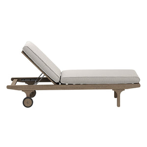 Modway Furniture Saratoga Solid Teak Outdoor Chaise Lounge with Adjustable Backrest and Built-in Wheels Weathered Gray Pebble EEI-7251-WGR-PEB
