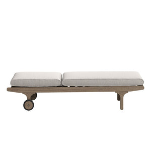 Modway Furniture Saratoga Solid Teak Outdoor Chaise Lounge with Adjustable Backrest and Built-in Wheels Weathered Gray Pebble EEI-7251-WGR-PEB