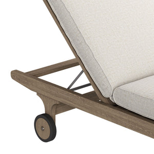 Modway Furniture Saratoga Solid Teak Outdoor Chaise Lounge with Adjustable Backrest and Built-in Wheels Weathered Gray Pebble EEI-7251-WGR-PEB