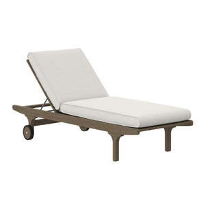 Modway Furniture Saratoga Outdoor Teak Chaise Lounge Chair - Adjustable Recliner with Wheels for Poolside Relaxation EEI-7251-WGR-WHI