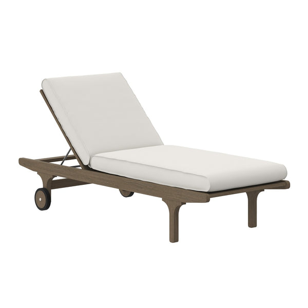 Modway Furniture Saratoga Outdoor Teak Chaise Lounge Chair - Adjustable Recliner with Wheels for Poolside Relaxation EEI-7251-WGR-WHI
