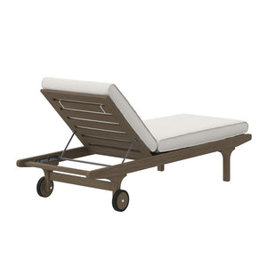 Modway Furniture Saratoga Outdoor Teak Chaise Lounge Chair - Adjustable Recliner with Wheels for Poolside Relaxation EEI-7251-WGR-WHI