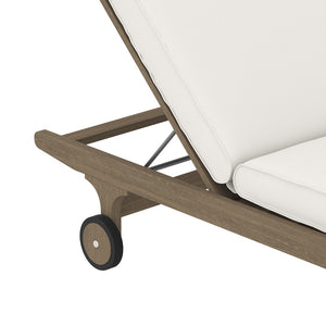 Modway Furniture Saratoga Outdoor Teak Chaise Lounge Chair - Adjustable Recliner with Wheels for Poolside Relaxation EEI-7251-WGR-WHI