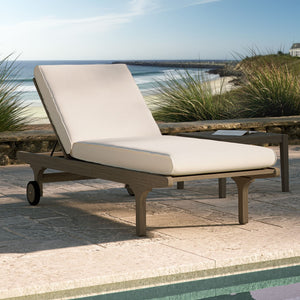 Modway Furniture Saratoga Outdoor Teak Chaise Lounge Chair - Adjustable Recliner with Wheels for Poolside Relaxation EEI-7251-WGR-WHI