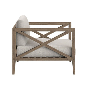Modway Furniture Northlake Solid Teak Outdoor 3 Piece Lounge Set with Cross Back Armchairs and Side Table Weathered Gray Pebble EEI-7275-WGR-PEB