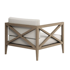 Modway Furniture Northlake Solid Teak Outdoor Patio Set with Cross-back Sofa Chairs Ottoman and Side Table Weathered Gray Pebble EEI-7274-WGR-PEB