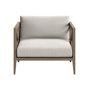 Modway Furniture Northlake Solid Teak Outdoor 3 Piece Lounge Set with Cross Back Armchairs and Side Table Weathered Gray Pebble EEI-7275-WGR-PEB