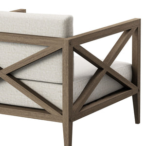 Modway Furniture Northlake Solid Teak Outdoor Armchair with Cross-back Design and Weather-resistant Cushions Weathered Gray Pebble EEI-7252-WGR-PEB