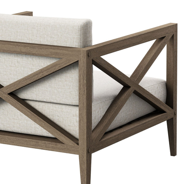Modway Furniture Northlake Solid Teak Outdoor Armchair with Cross-back Design and Weather-resistant Cushions Weathered Gray Pebble EEI-7252-WGR-PEB