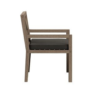 Modway Furniture Northlake Solid Teak Outdoor Dining Set Seats Eight with Cross-back Armchairs Weathered Gray Flint EEI-7271-WGR-FLI