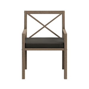 Modway Furniture Northlake Solid Teak Outdoor Dining Set Seats Eight with Cross-back Armchairs Weathered Gray Flint EEI-7271-WGR-FLI