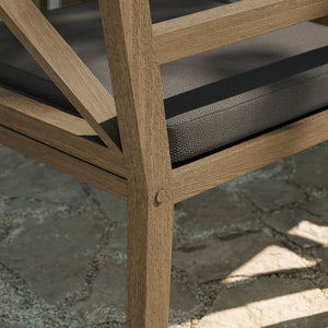 Modway Furniture Northlake Solid Teak Cross-back Outdoor Dining Armchair with All-weather Cushion Weathered Gray Flint EEI-7253-WGR-FLI
