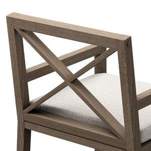 Modway Furniture Northlake Solid Teak Cross-back Outdoor Dining Armchair with All-weather Cushion Weathered Gray Pebble EEI-7253-WGR-PEB