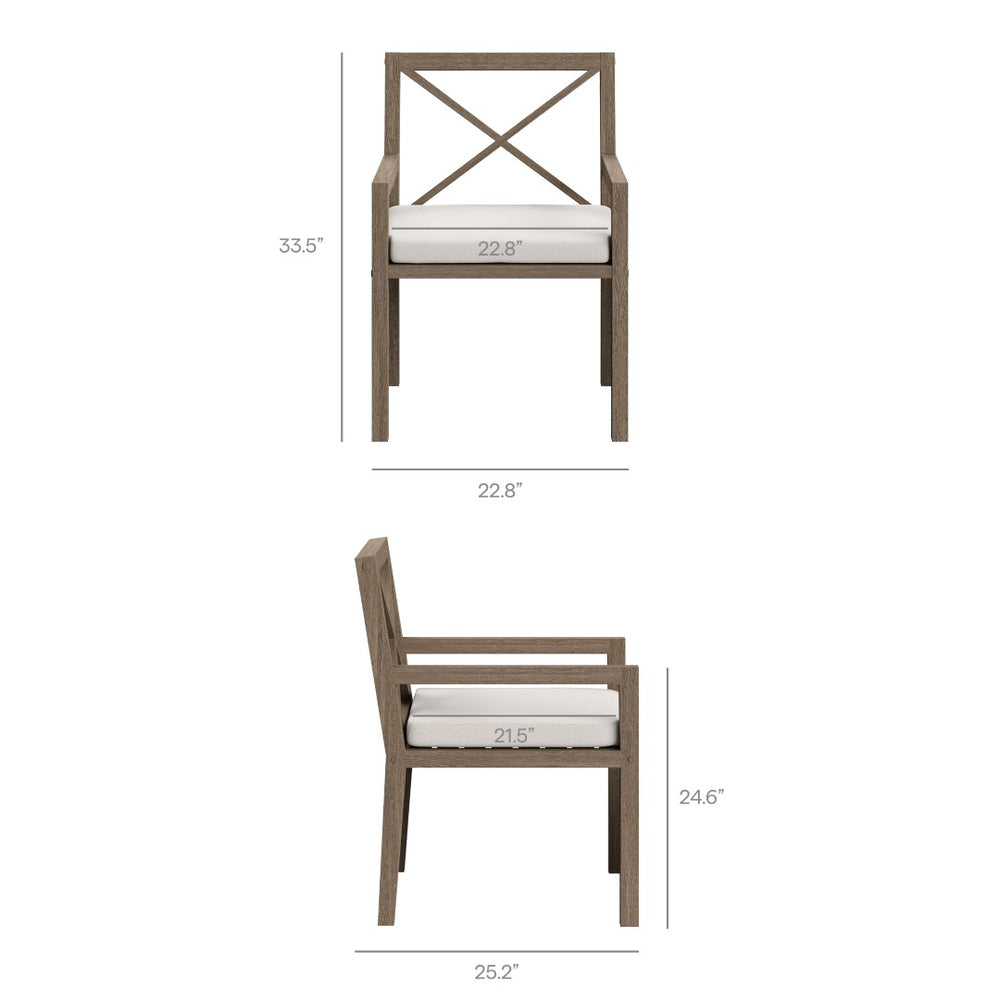 Modway Furniture Northlake Outdoor Teak Dining Armchair - Weather-Resistant Comfort for Patios, Decks & Gardens EEI-7253-WGR-WHI