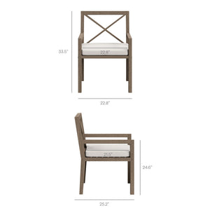 Modway Furniture Northlake Outdoor Teak Dining Armchair - Weather-Resistant Comfort for Patios, Decks & Gardens EEI-7253-WGR-WHI