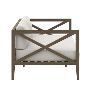 Modway Furniture Northlake Outdoor Patio Teak Loveseat - Stylish All-Weather Comfort with Durable Cross-Back Design EEI-7254-WGR-WHI