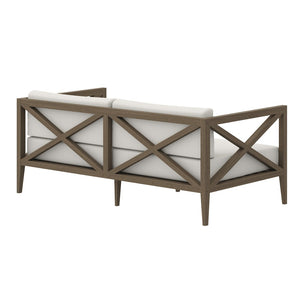 Modway Furniture Northlake Outdoor Patio Teak Loveseat - Stylish All-Weather Comfort with Durable Cross-Back Design EEI-7254-WGR-WHI