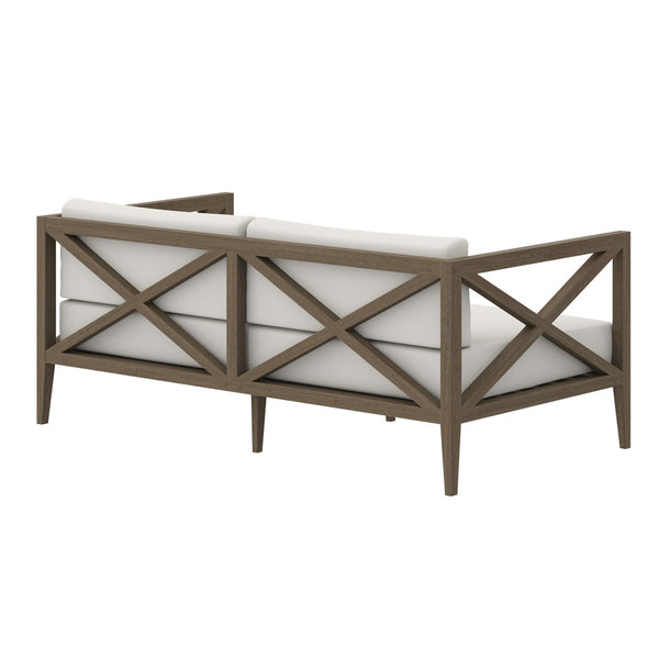 Modway Furniture Northlake Outdoor Patio Teak Loveseat - Stylish All-Weather Comfort with Durable Cross-Back Design EEI-7254-WGR-WHI