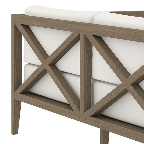 Modway Furniture Northlake Outdoor Patio Teak Loveseat - Stylish All-Weather Comfort with Durable Cross-Back Design EEI-7254-WGR-WHI