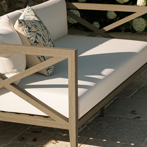 Modway Furniture Northlake Outdoor Patio Teak Loveseat - Stylish All-Weather Comfort with Durable Cross-Back Design EEI-7254-WGR-WHI