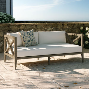 Modway Furniture Northlake Outdoor Patio Teak Loveseat - Stylish All-Weather Comfort with Durable Cross-Back Design EEI-7254-WGR-WHI