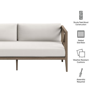 Modway Furniture Northlake Outdoor Patio Teak Loveseat - Stylish All-Weather Comfort with Durable Cross-Back Design EEI-7254-WGR-WHI