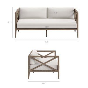 Modway Furniture Northlake Outdoor Patio Teak Loveseat - Stylish All-Weather Comfort with Durable Cross-Back Design EEI-7254-WGR-WHI