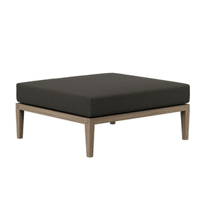 Modway Furniture Northlake Solid Teak Outdoor Loveseat Ottoman Set with All Weather Cushions Weathered Gray Flint EEI-7273-WGR-FLI