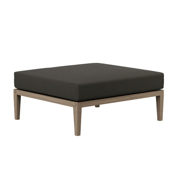 Modway Furniture Northlake Solid Teak Outdoor Loveseat Ottoman Set with All Weather Cushions Weathered Gray Flint EEI-7273-WGR-FLI