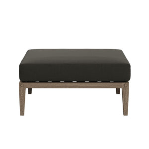 Modway Furniture Northlake Solid Teak Outdoor Loveseat Ottoman Set with All Weather Cushions Weathered Gray Flint EEI-7273-WGR-FLI