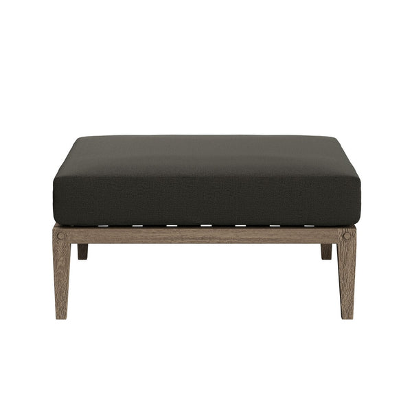 Modway Furniture Northlake Solid Teak Outdoor Patio Set with Cross-back Sofa Chairs Ottoman and Side Table Weathered Gray Flint EEI-7274-WGR-FLI