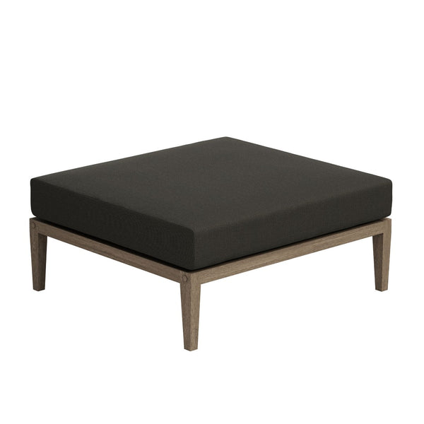 Modway Furniture Northlake Solid Teak Outdoor Loveseat Ottoman Set with All Weather Cushions Weathered Gray Flint EEI-7273-WGR-FLI