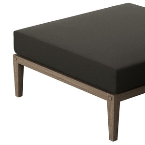 Modway Furniture Northlake Solid Teak Outdoor Ottoman with All Weather Cushion for Patio Lounging Weathered Gray Flint EEI-7255-WGR-FLI