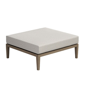 Modway Furniture Northlake Solid Teak Outdoor Ottoman with All Weather Cushion for Patio Lounging Weathered Gray Pebble EEI-7255-WGR-PEB