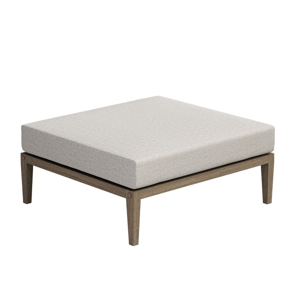Modway Furniture Northlake Solid Teak Outdoor Ottoman with All Weather Cushion for Patio Lounging Weathered Gray Pebble EEI-7255-WGR-PEB