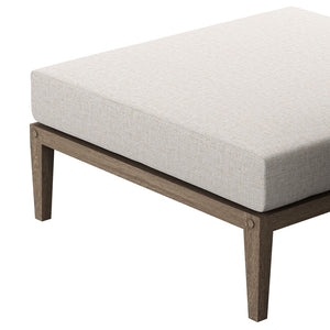 Modway Furniture Northlake Solid Teak Outdoor Ottoman with All Weather Cushion for Patio Lounging Weathered Gray Pebble EEI-7255-WGR-PEB