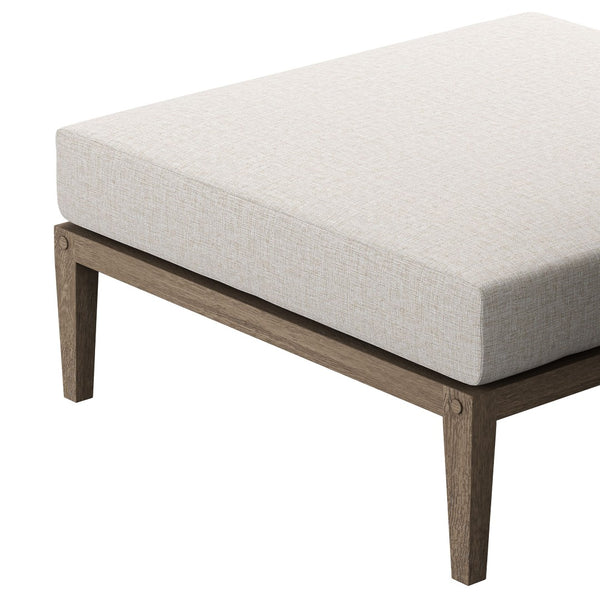 Modway Furniture Northlake Solid Teak Outdoor Ottoman with All Weather Cushion for Patio Lounging Weathered Gray Pebble EEI-7255-WGR-PEB