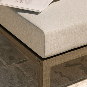 Modway Furniture Northlake Solid Teak Outdoor Ottoman with All Weather Cushion for Patio Lounging Weathered Gray Pebble EEI-7255-WGR-PEB