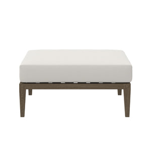 Modway Furniture Northlake Outdoor Teak Ottoman - Stylish, Durable Design with All-Weather Cushion for Patios & Decks EEI-7255-WGR-WHI