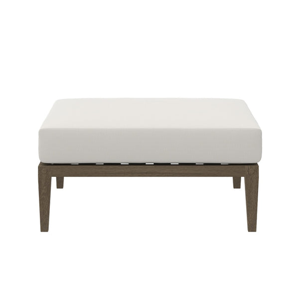 Modway Furniture Northlake Outdoor Teak Ottoman - Stylish, Durable Design with All-Weather Cushion for Patios & Decks EEI-7255-WGR-WHI